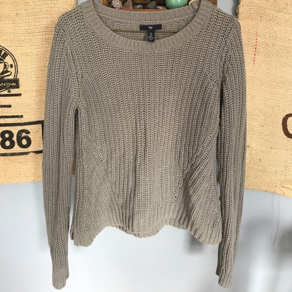 Blue cable knit sweater, lightly worn